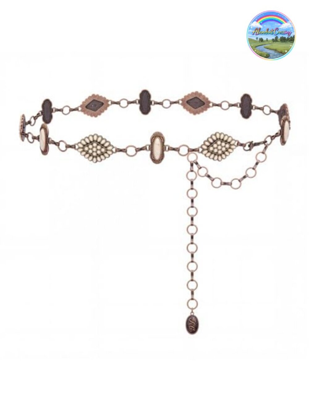 Western Turquoise Concho Chain Belt Metal Adjustable Boho